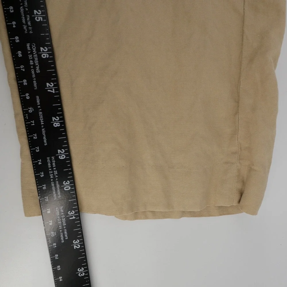 Vintage Polo Ralph‎ Lauren Linen Silk Pleated Pants Tan Mens 36x31 Slacks